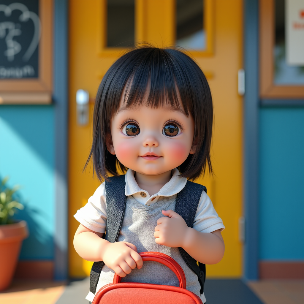 AI baby First Day of School portrait