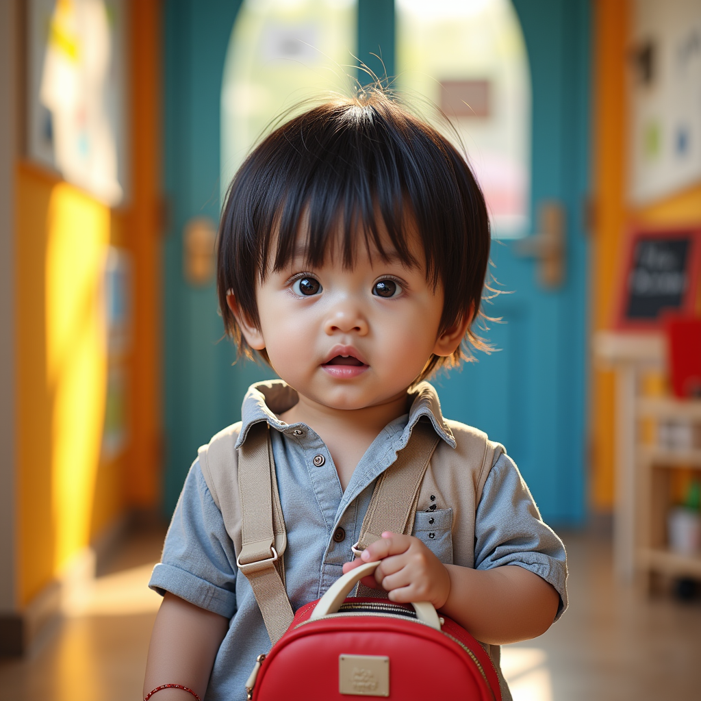 AI baby First Day of School portrait