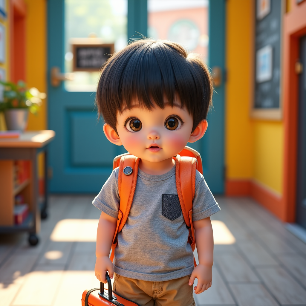 AI baby First Day of School portrait