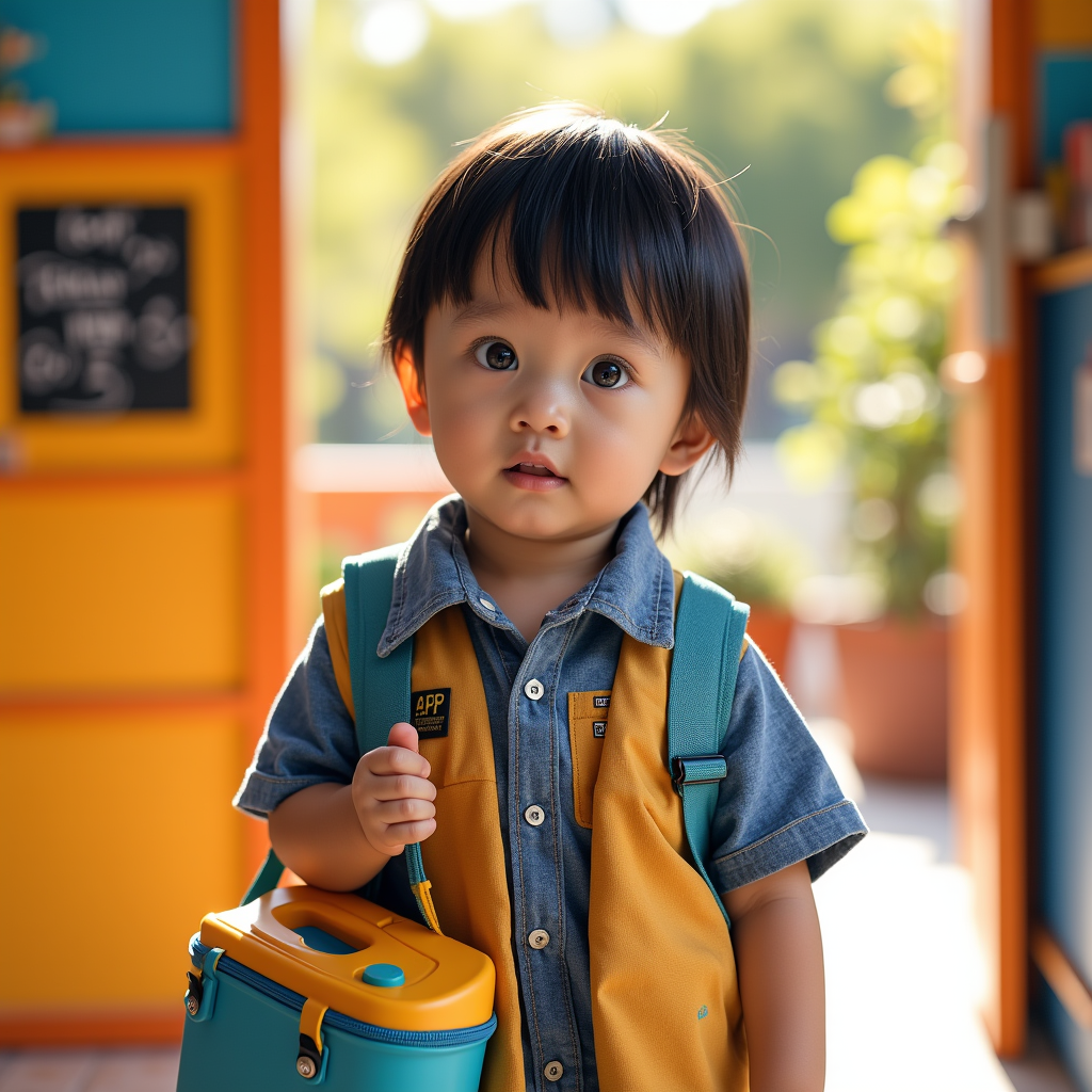 AI baby First Day of School portrait