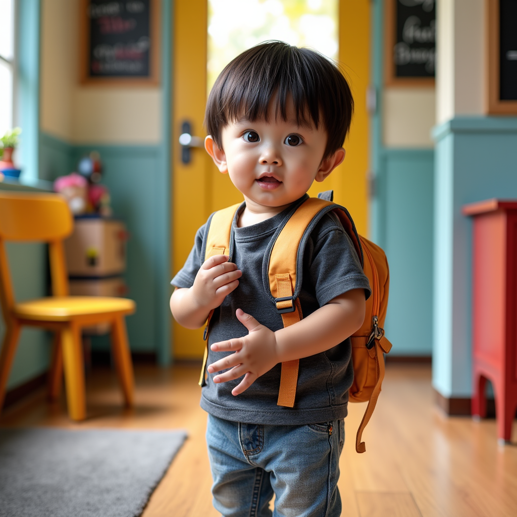 AI baby First Day of School portrait