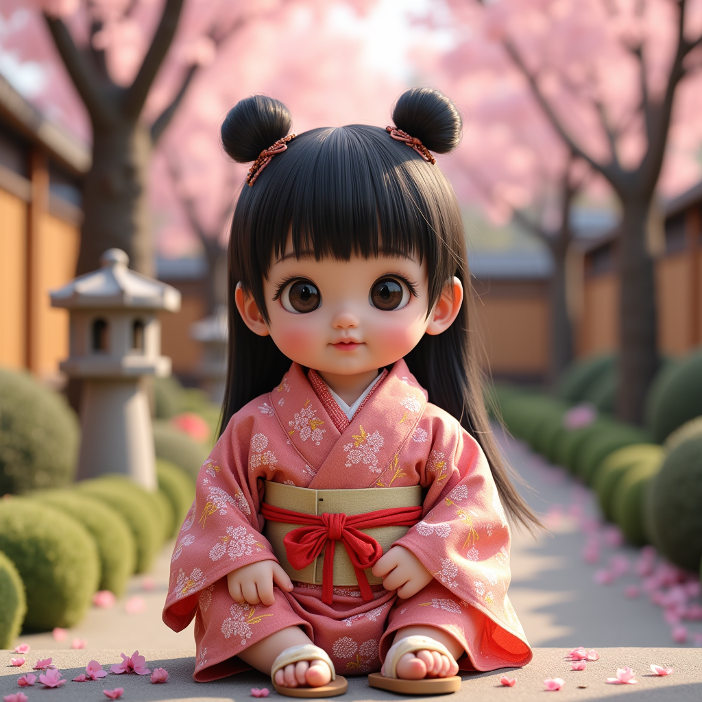 AI baby Japanese Kimono portrait