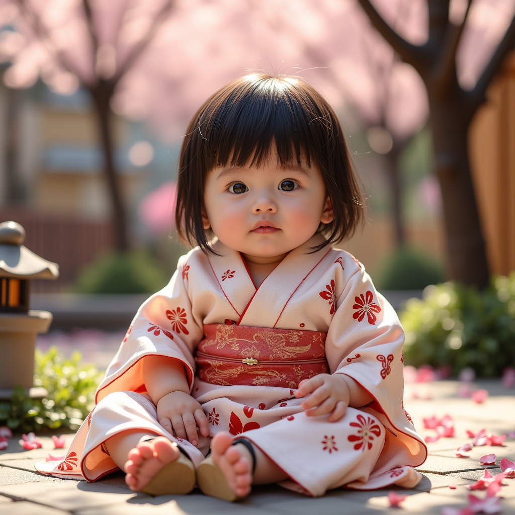 AI baby Japanese Kimono portrait