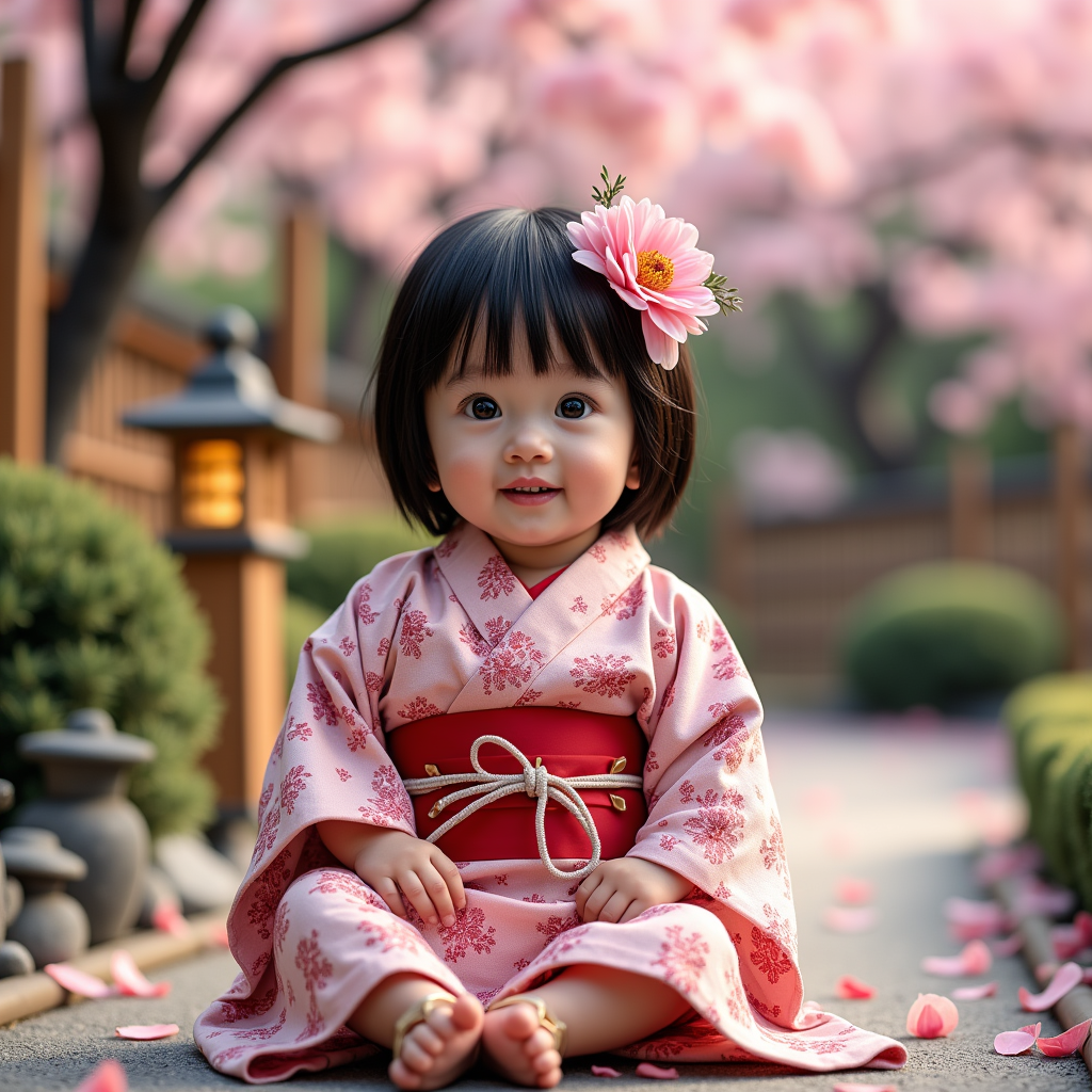 AI baby Japanese Kimono portrait