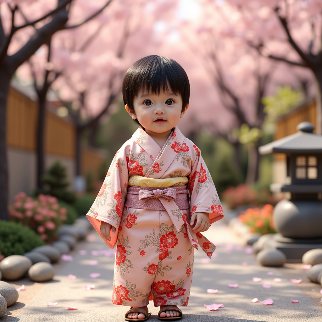AI baby Japanese Kimono portrait