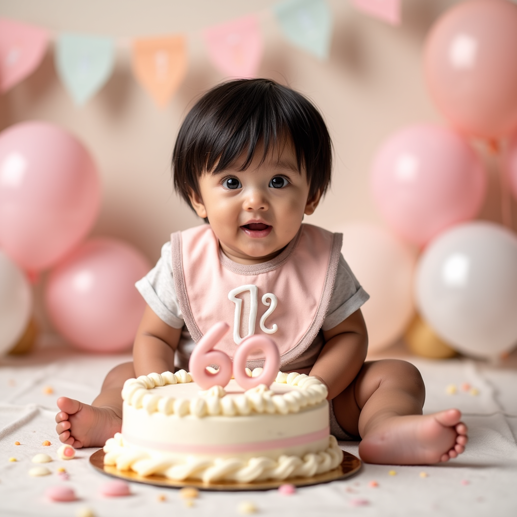 AI baby Half Birthday portrait