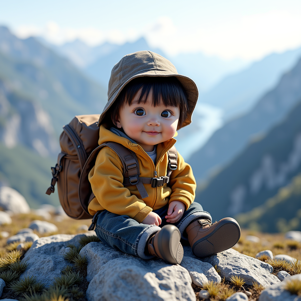 AI baby Mountain Adventure portrait