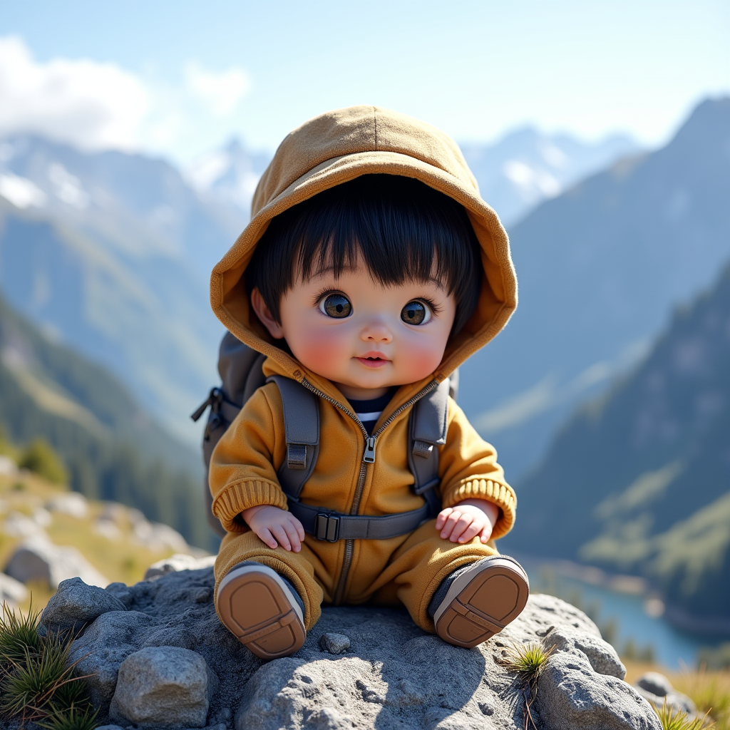 AI baby Mountain Adventure portrait