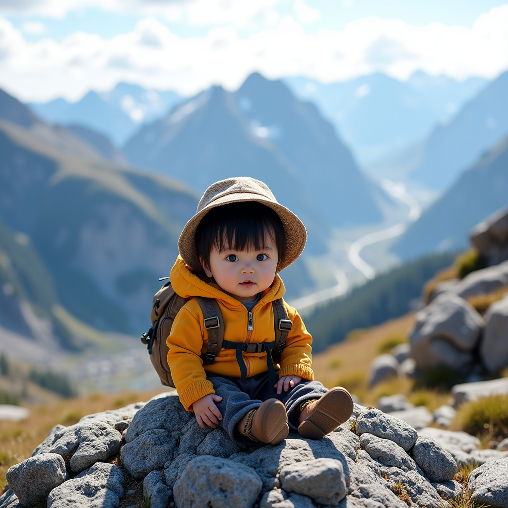 AI baby Mountain Adventure portrait