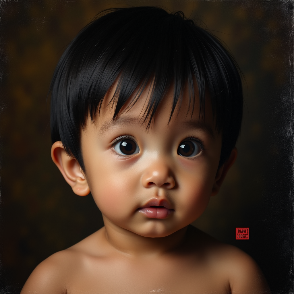 AI baby Oil Painting portrait