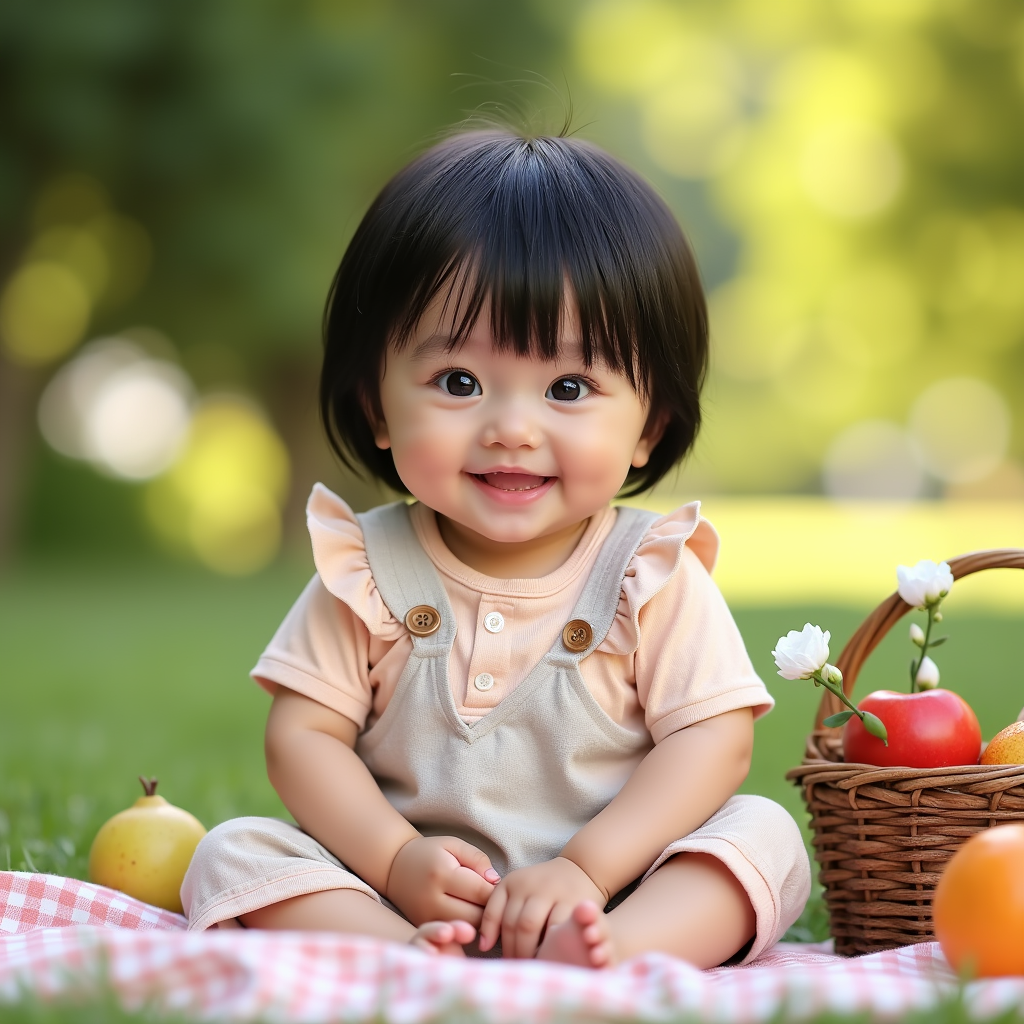 AI baby Park Picnic portrait