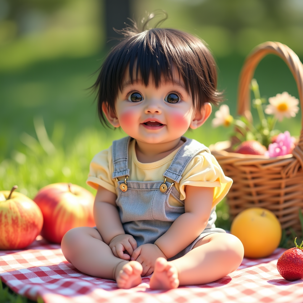 AI baby Park Picnic portrait