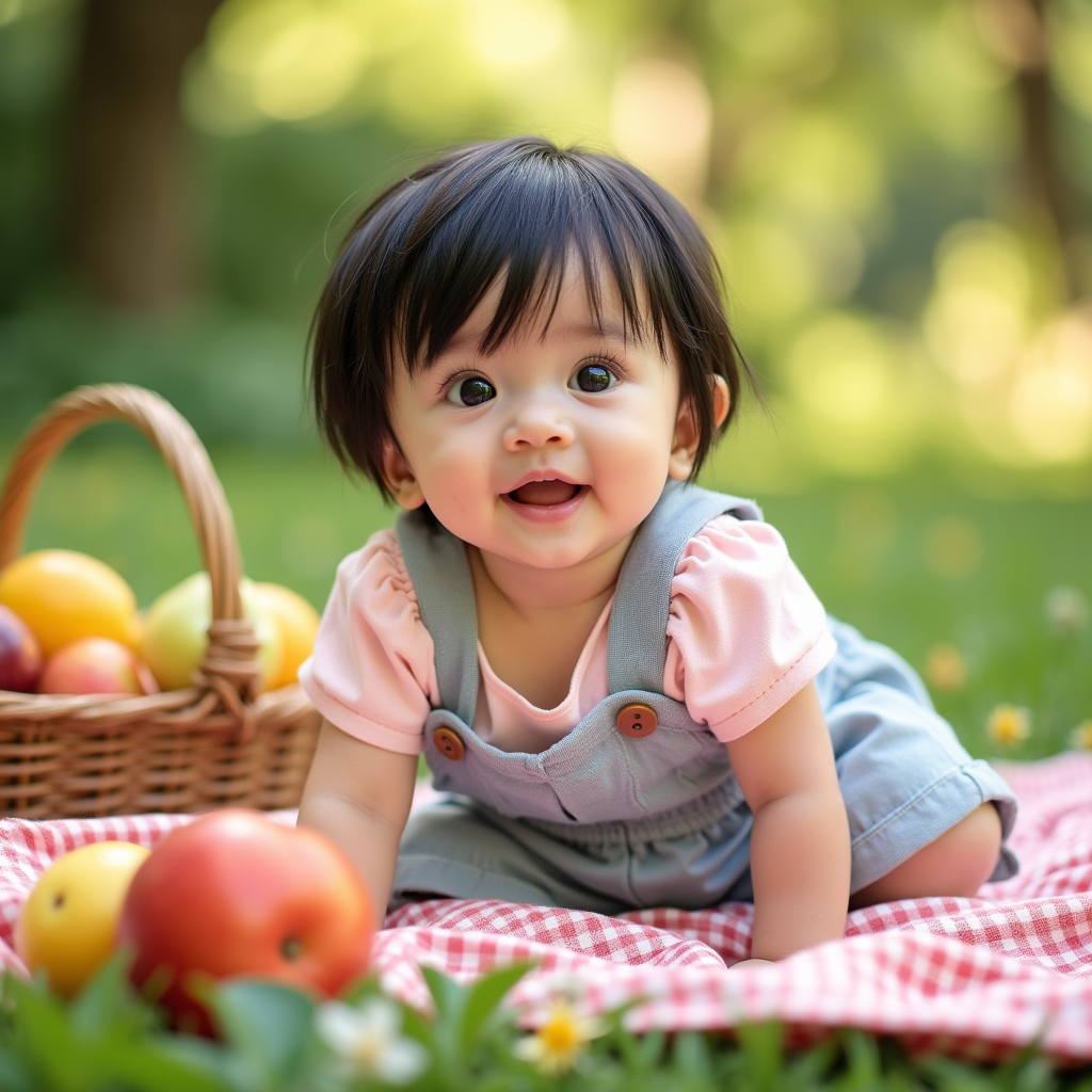 AI baby Park Picnic portrait