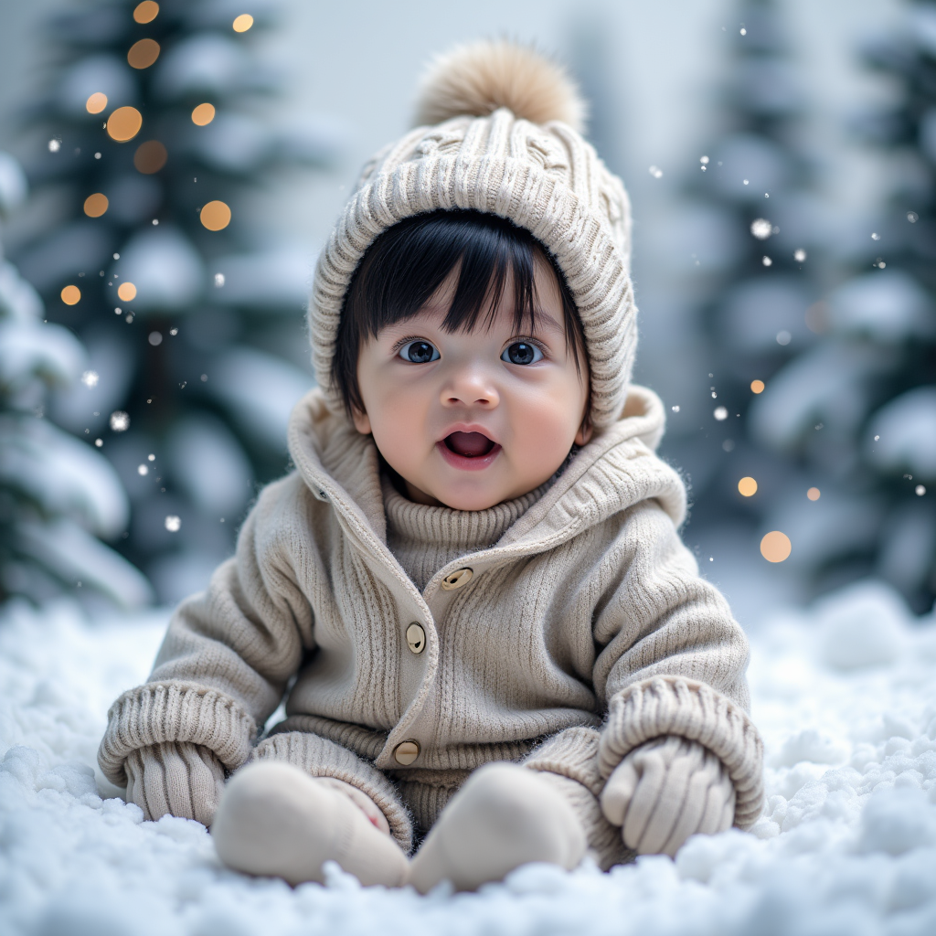AI baby Snowy Winter portrait