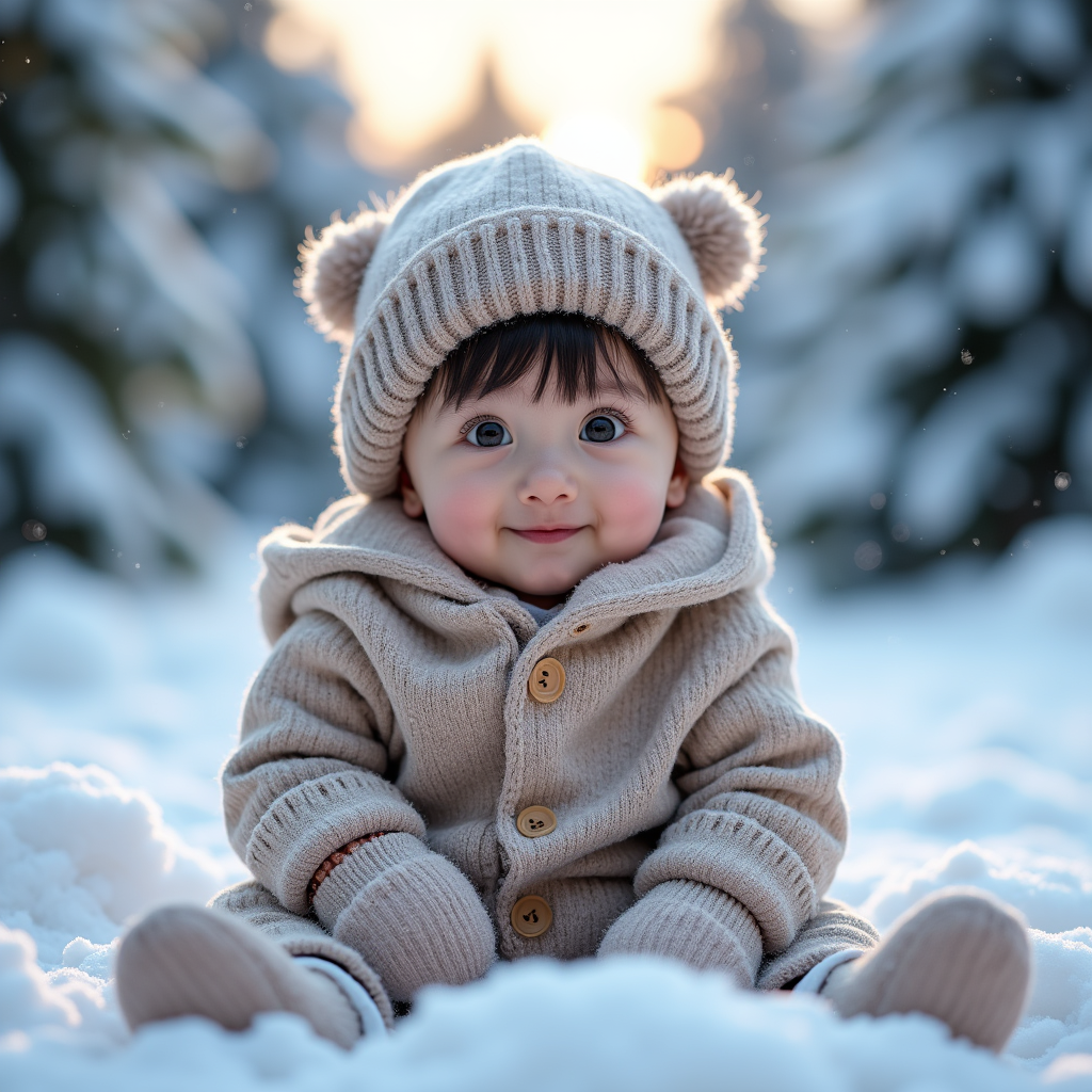 AI baby Snowy Winter portrait