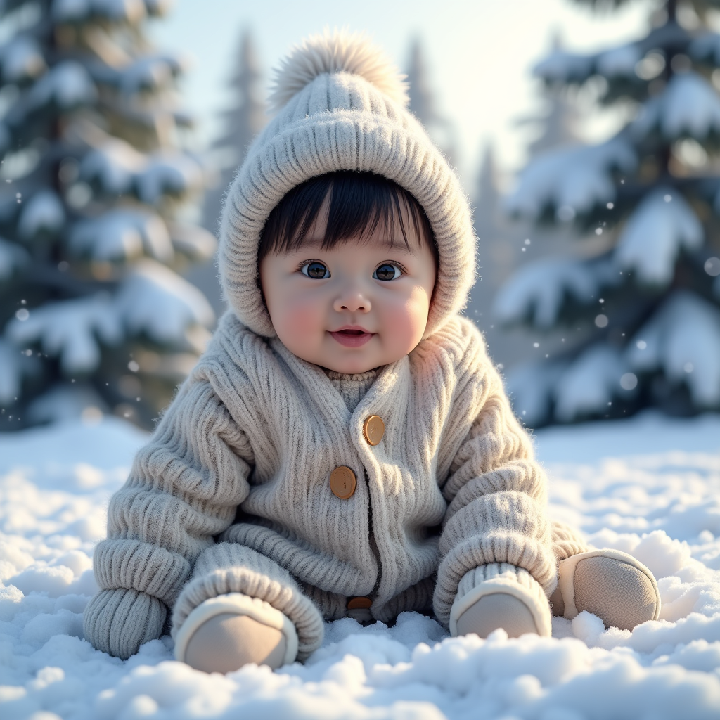 AI baby Snowy Winter portrait