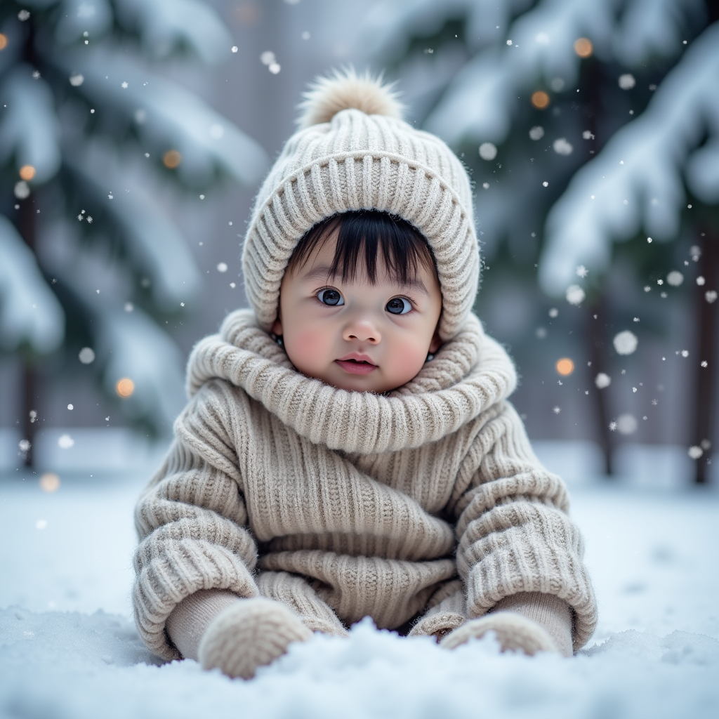 AI baby Snowy Winter portrait