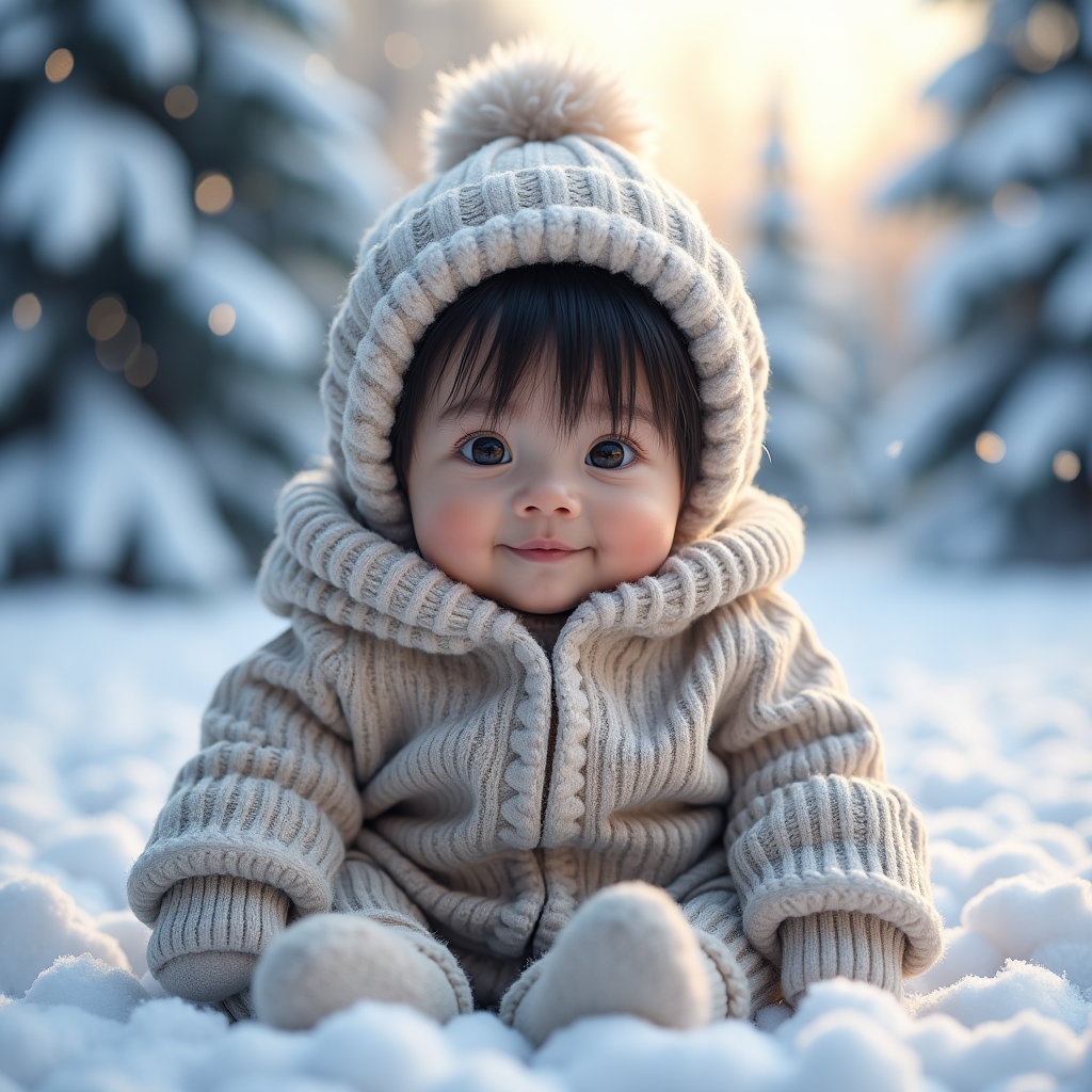 AI baby Snowy Winter portrait