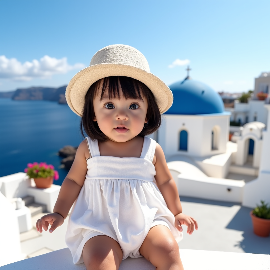AI baby Santorini portrait