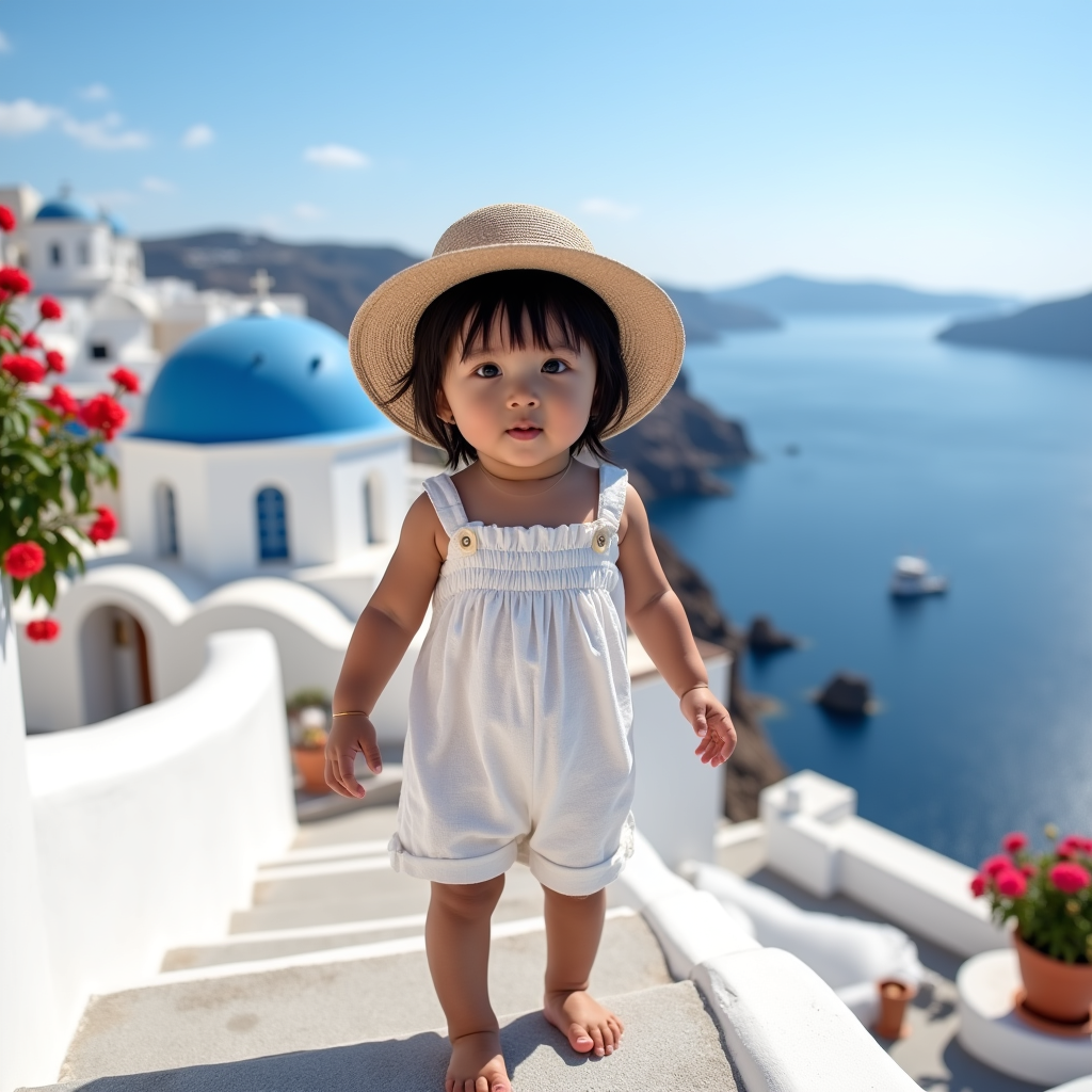 AI baby Santorini portrait
