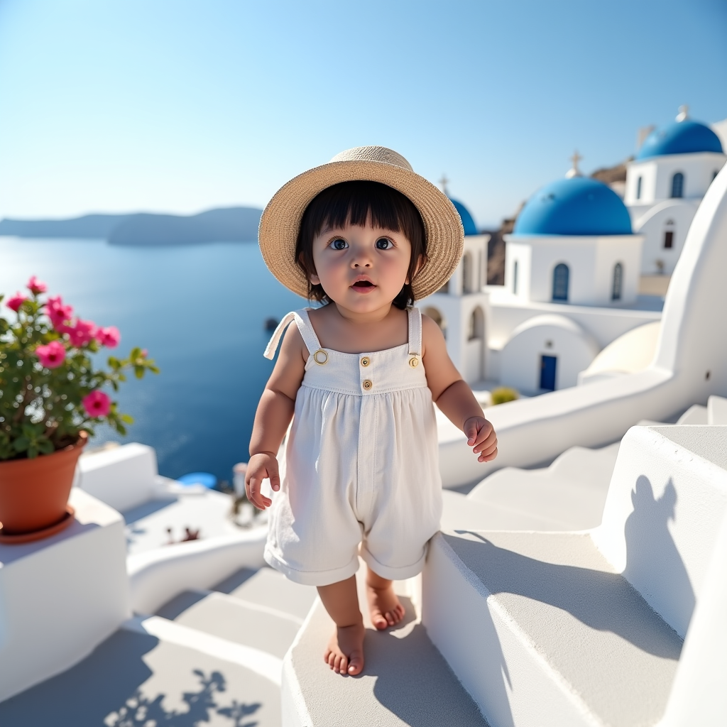 AI baby Santorini portrait