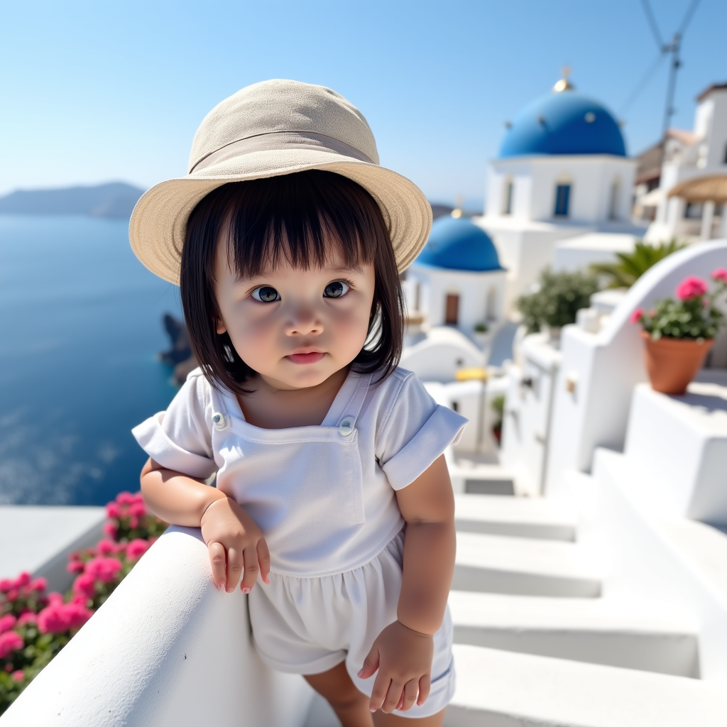 AI baby Santorini portrait