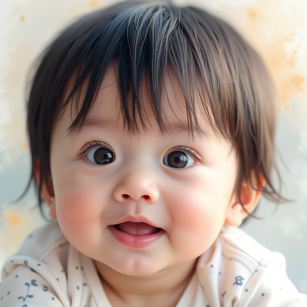 AI baby Watercolor Painting portrait