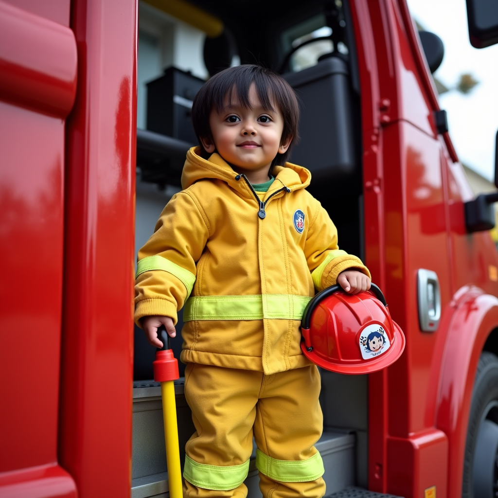 AI baby Firefighter portrait