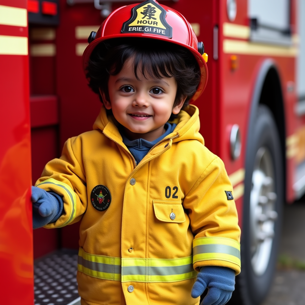 AI baby Firefighter portrait