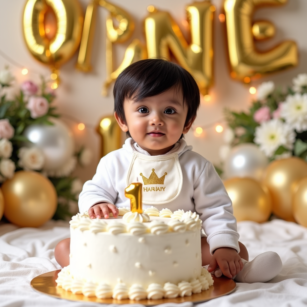 AI baby First Birthday portrait