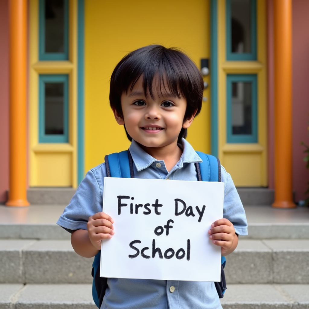 AI baby First Day of School portrait
