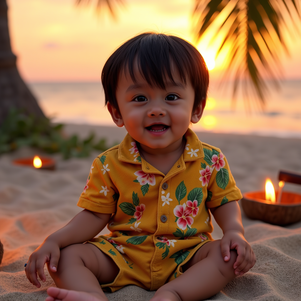 AI baby Hawaiian Luau portrait