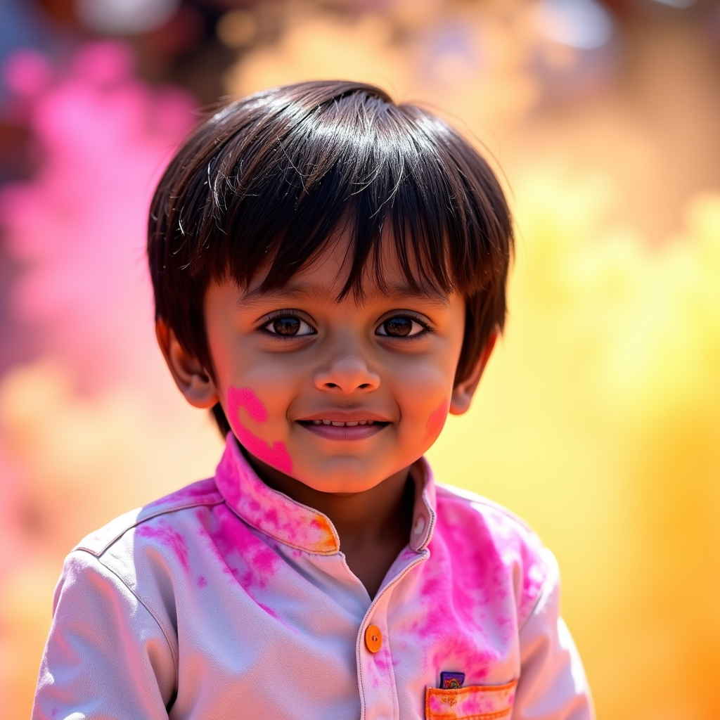 AI baby Holi Festival portrait
