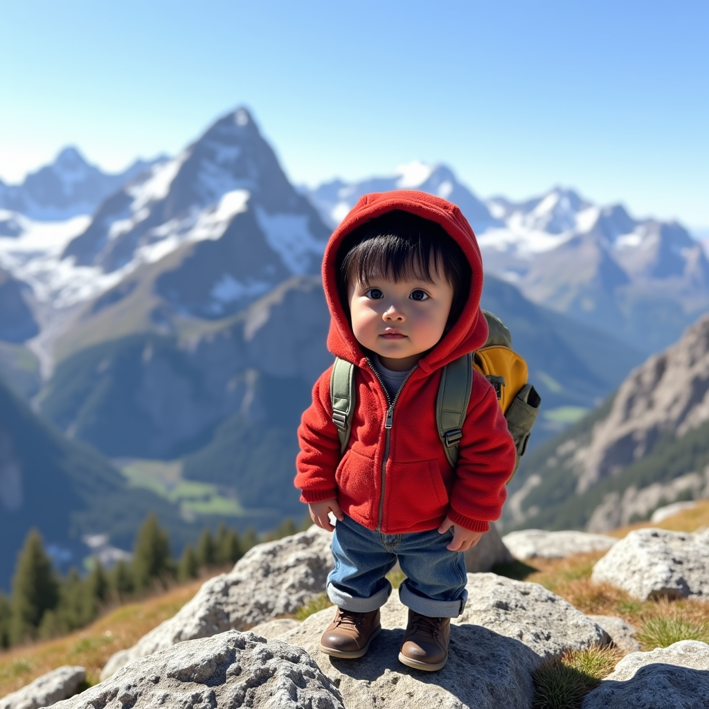AI baby Mountain Adventure portrait