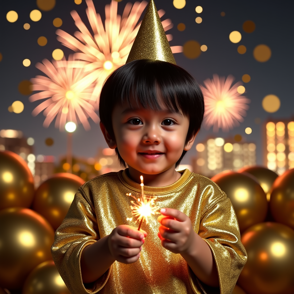 AI baby New Year's Eve portrait