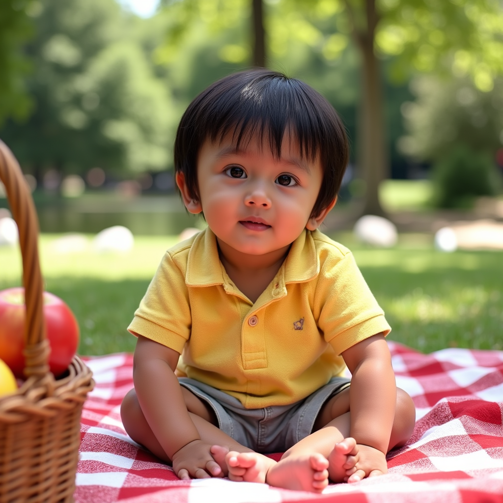 AI baby Park Picnic portrait
