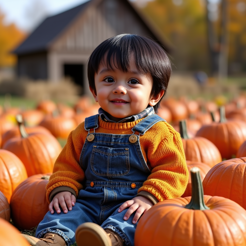 AI baby Pumpkin Patch portrait