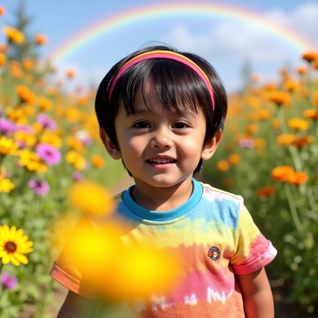 AI baby Rainbow Meadow portrait