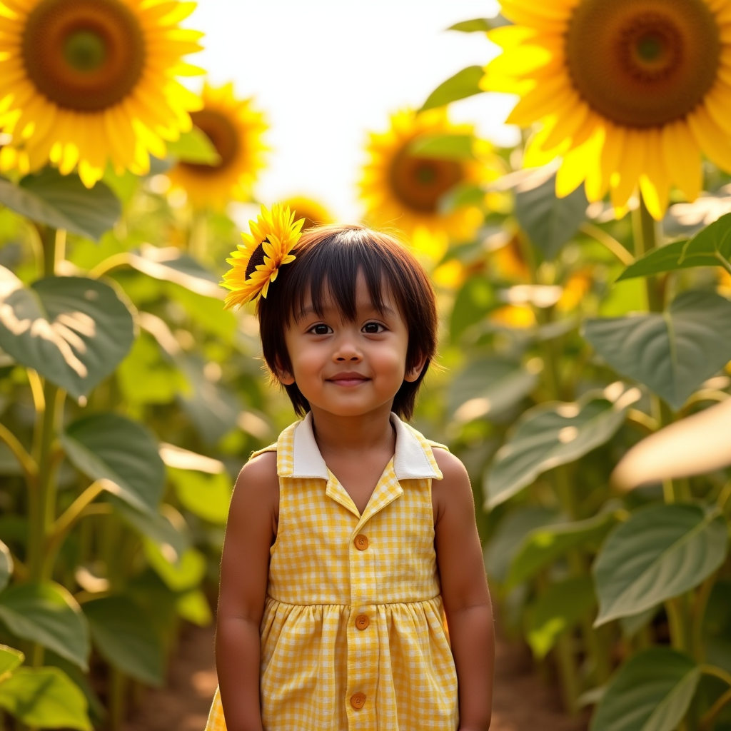 AI baby Sunflower Field portrait